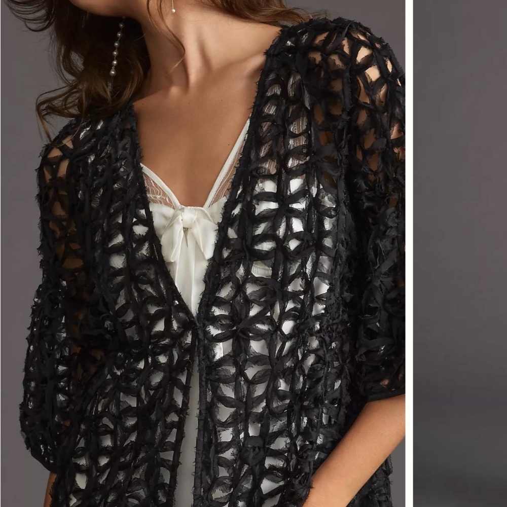 By Anthropologie Textured Cutout Duster